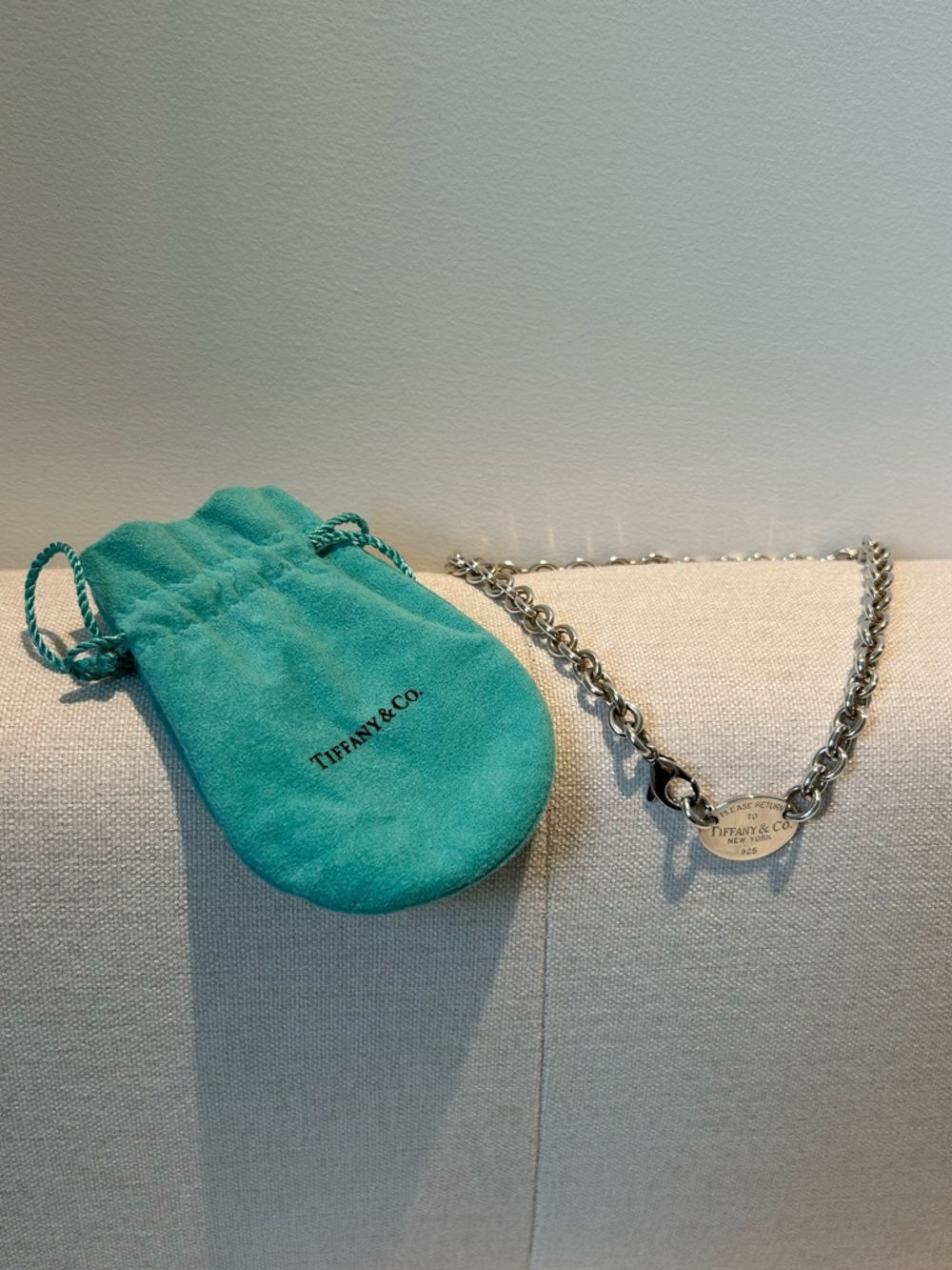 Tiffany & Co. Silver Chain Mini Bag Charm with Tiffany Blue Pouch